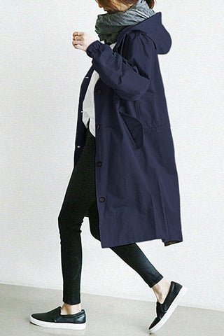 Velaine | Gabardina con Capucha y Botones para Mujer