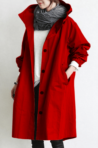 Velaine | Gabardina con Capucha y Botones para Mujer