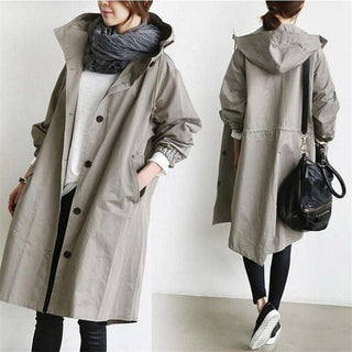 Velaine | Gabardina con Capucha y Botones para Mujer
