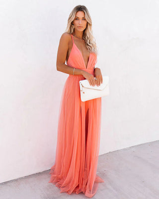 Matrona | Elegante vestido de naranja con correas femeninas 0