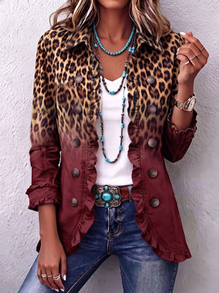 Léonie | Chaqueta con Volantes y Estampado Animal para Mujer