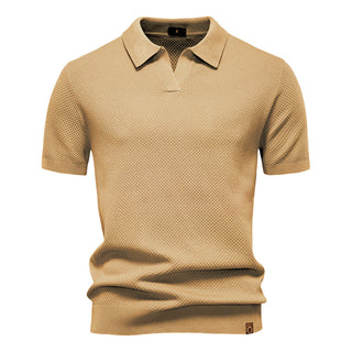 Mateo | Polo de Hombre Texturizado con Cuello Abierto y Manga Corta
