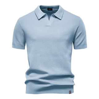 Mateo | Polo de Hombre Texturizado con Cuello Abierto y Manga Corta