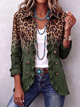 Léonie | Chaqueta con Volantes y Estampado Animal para Mujer