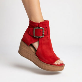 Clover | Sandalias de Cuña para Mujer con Hebilla Vintage y Suela de Madera