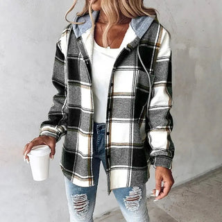 Shanie | Chaqueta a Cuadros con Capucha Integrada para Mujer
