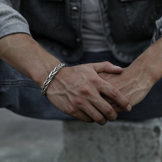 Alejandro | Brazalete Hombre de Plata 925 con Diseño Trenzado