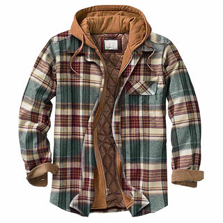 Orsino | Chaqueta de Hombre a Cuadros con Capucha y Forro Acolchado