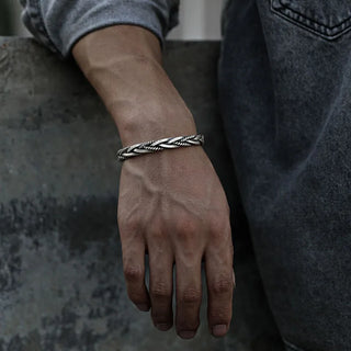 Alejandro | Brazalete Hombre de Plata 925 con Diseño Trenzado