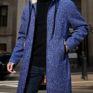 Carlie | Abrigo Largo con Capucha Texturizada para Hombre y Bolsillos con Cremallera