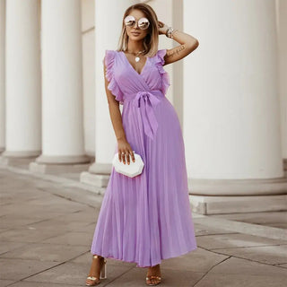 Vestido de volante elegante máximo para mujeres - Soraya 9