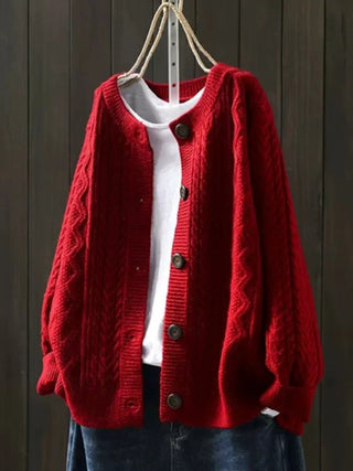 Valmira | Cárdigan Oversize de Punto Trenzado con Botones para Mujer