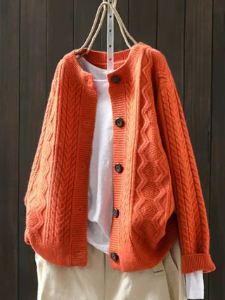 Valmira | Cárdigan Oversize de Punto Trenzado con Botones para Mujer