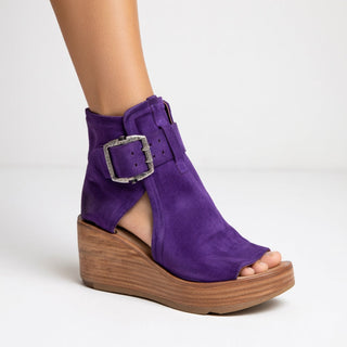 Clover | Sandalias de Cuña para Mujer con Hebilla Vintage y Suela de Madera