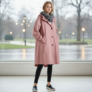 Lucía | Chaqueta casual larga para mujer con capucha para la lluvia