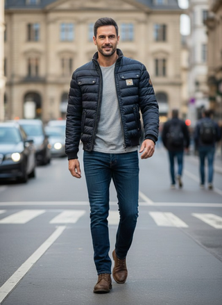 Matteo | Chaqueta Acolchada para Hombre con Bolsillos de Cremallera