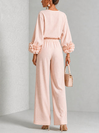 Isabel | Conjunto de Mujer con Mangas Florales y Pantalón Ancho
