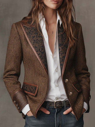 Margaux | Blazer Estructurado con Detalles Estampados para Mujer