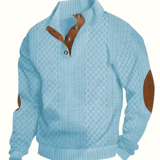 Donald | Suéter Henley de Hombre Texturizado con Cuello Alto y Botones