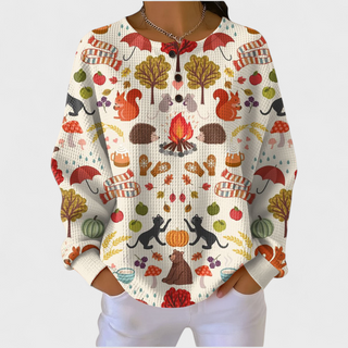 Yulenne | Sudadera Gofrada con Estampado Navideño para Mujer