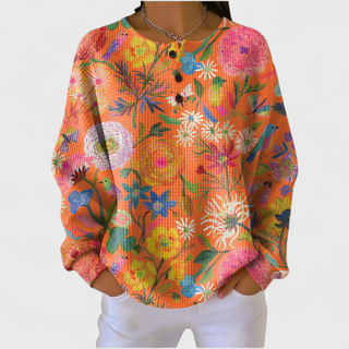 Yulenne | Sudadera Gofrada con Estampado Navideño para Mujer