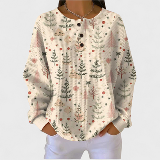Yulenne | Sudadera Gofrada con Estampado Navideño para Mujer