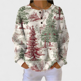 Yulenne | Sudadera Gofrada con Estampado Navideño para Mujer