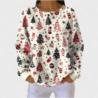 Yulenne | Sudadera Gofrada con Estampado Navideño para Mujer