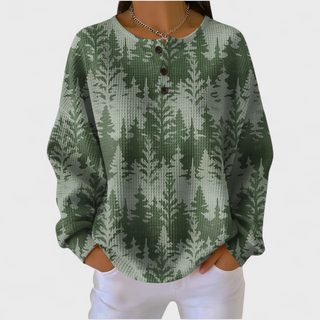 Yulenne | Sudadera Gofrada con Estampado Navideño para Mujer