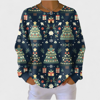 Yulenne | Sudadera Gofrada con Estampado Navideño para Mujer