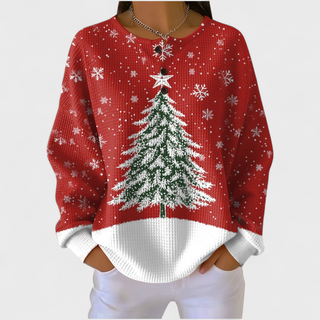 Yulenne | Sudadera Gofrada con Estampado Navideño para Mujer