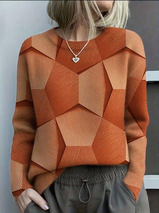 Marveska | Suéter Fino con Estampado Geométrico para Mujer