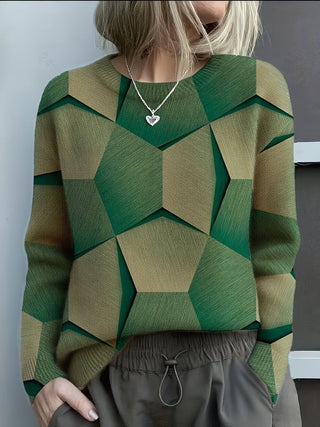 Marveska | Suéter Fino con Estampado Geométrico para Mujer