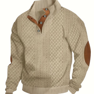 Donald | Suéter Henley de Hombre Texturizado con Cuello Alto y Botones