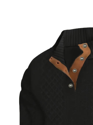 Donald | Suéter Henley de Hombre Texturizado con Cuello Alto y Botones