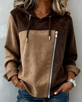Serane | Sudadera con Capucha y Cremallera con Cordón y Bloques De Color para Mujer