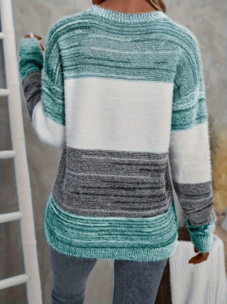 Karin | Suéter de Punto para Mujer con Cuello Alto y Bloques de Color