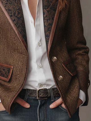 Margaux | Blazer Estructurado con Detalles Estampados para Mujer