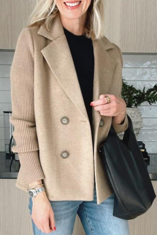 Verolyne | Chaqueta Doble Botonadura con Mangas de Punto para Mujer