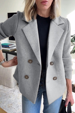 Verolyne | Chaqueta Doble Botonadura con Mangas de Punto para Mujer