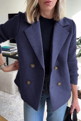 Verolyne | Chaqueta Doble Botonadura con Mangas de Punto para Mujer