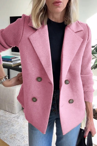 Verolyne | Chaqueta Doble Botonadura con Mangas de Punto para Mujer