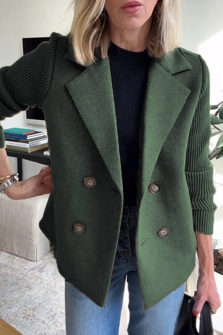 Verolyne | Chaqueta Doble Botonadura con Mangas de Punto para Mujer