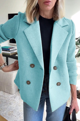 Verolyne | Chaqueta Doble Botonadura con Mangas de Punto para Mujer