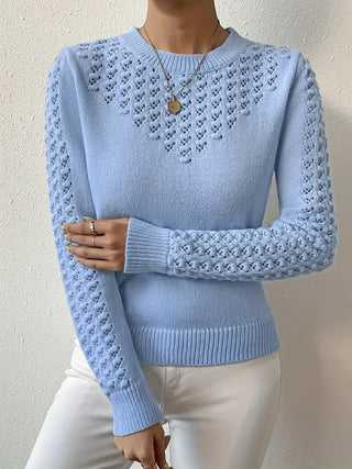 Cora | Suéter de Punto Calado de Cuello Redondo para Mujer