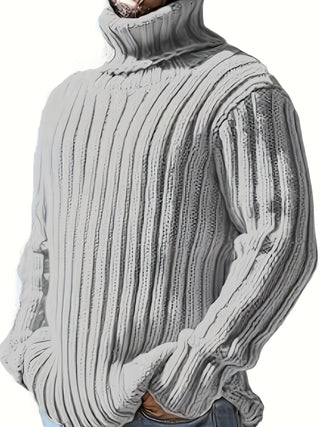 Brenvane | Suéter de Cuello Alto de Punto Canalé para Hombre