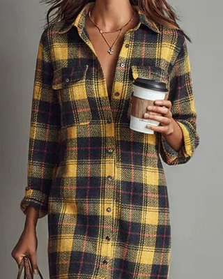 Valene | Vestido Camisero De Cuadros con Botones para Mujer