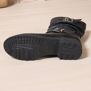 Lorvella | Botas de Caña Arrugada para Mujer con Tacón Grueso