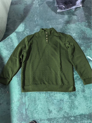 Donald | Suéter Henley de Hombre Texturizado con Cuello Alto y Botones
