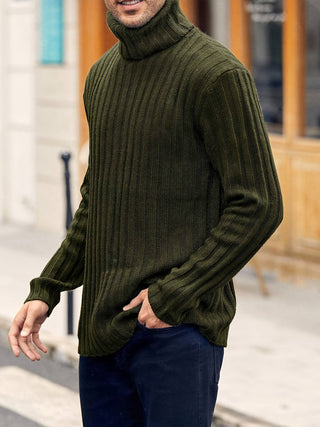 Brenvane | Suéter de Cuello Alto de Punto Canalé para Hombre